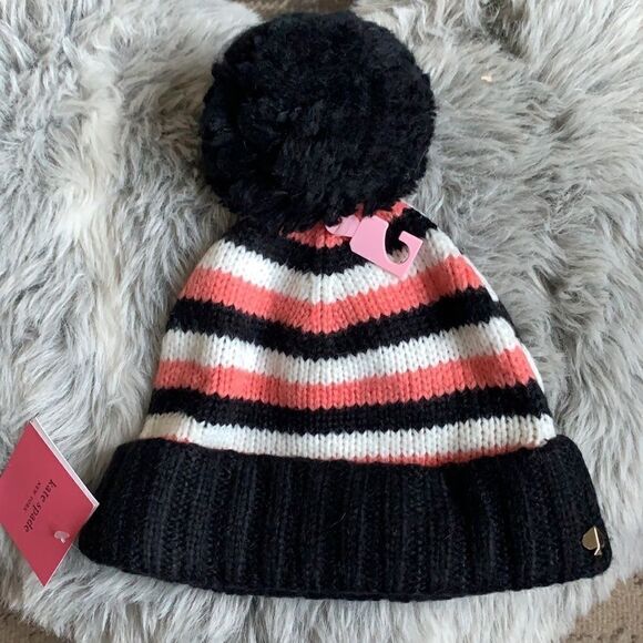 🆕Kate Spade pompon stripped hat - Picture 1 of 5